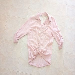 Blush lace button up blouse